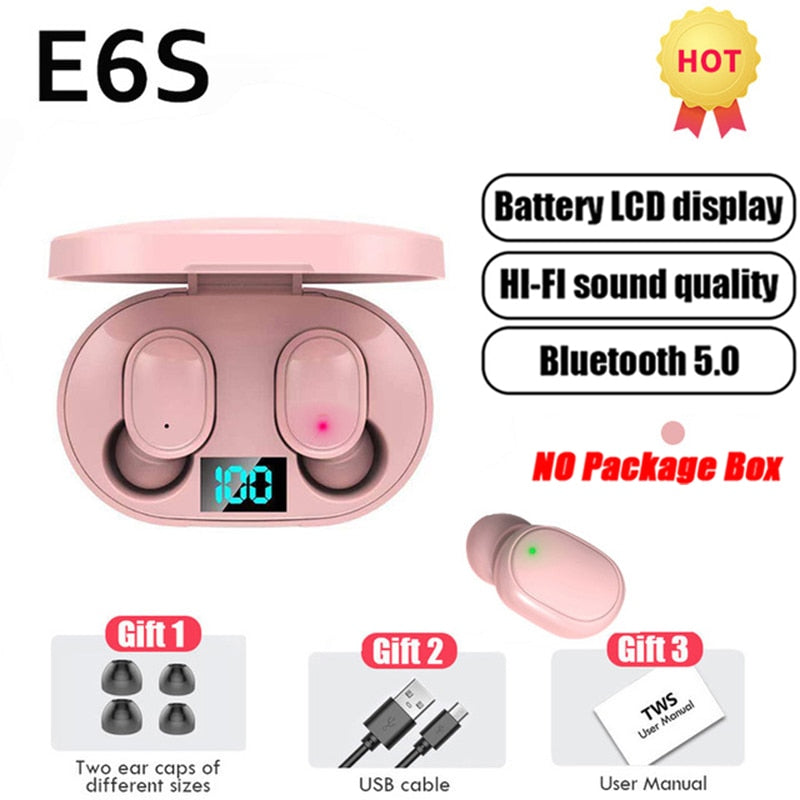 Fones de ouvido Bluetooth Sem fio -TWS E6S
