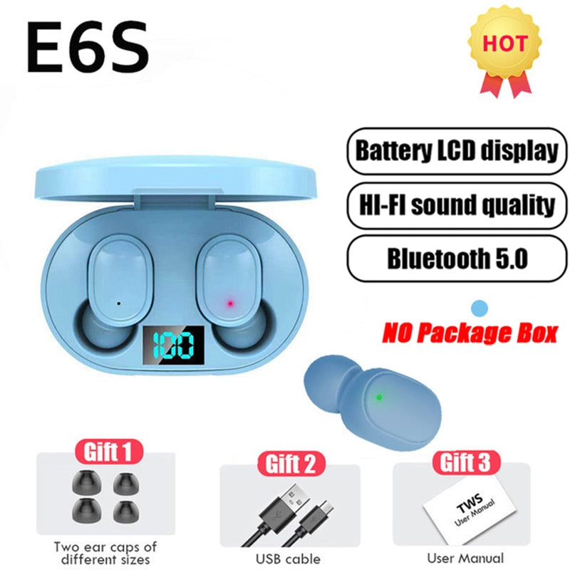 Fones de ouvido Bluetooth Sem fio -TWS E6S
