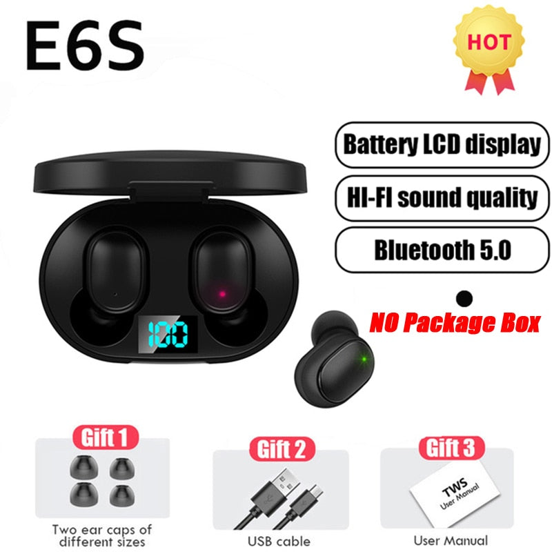 Fones de ouvido Bluetooth Sem fio -TWS E6S