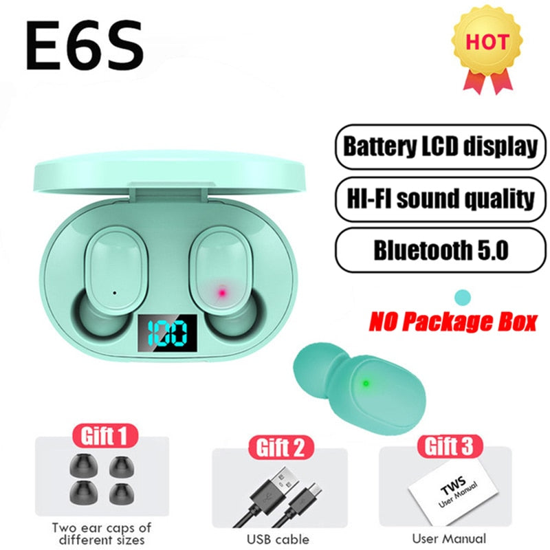 Fones de ouvido Bluetooth Sem fio -TWS E6S